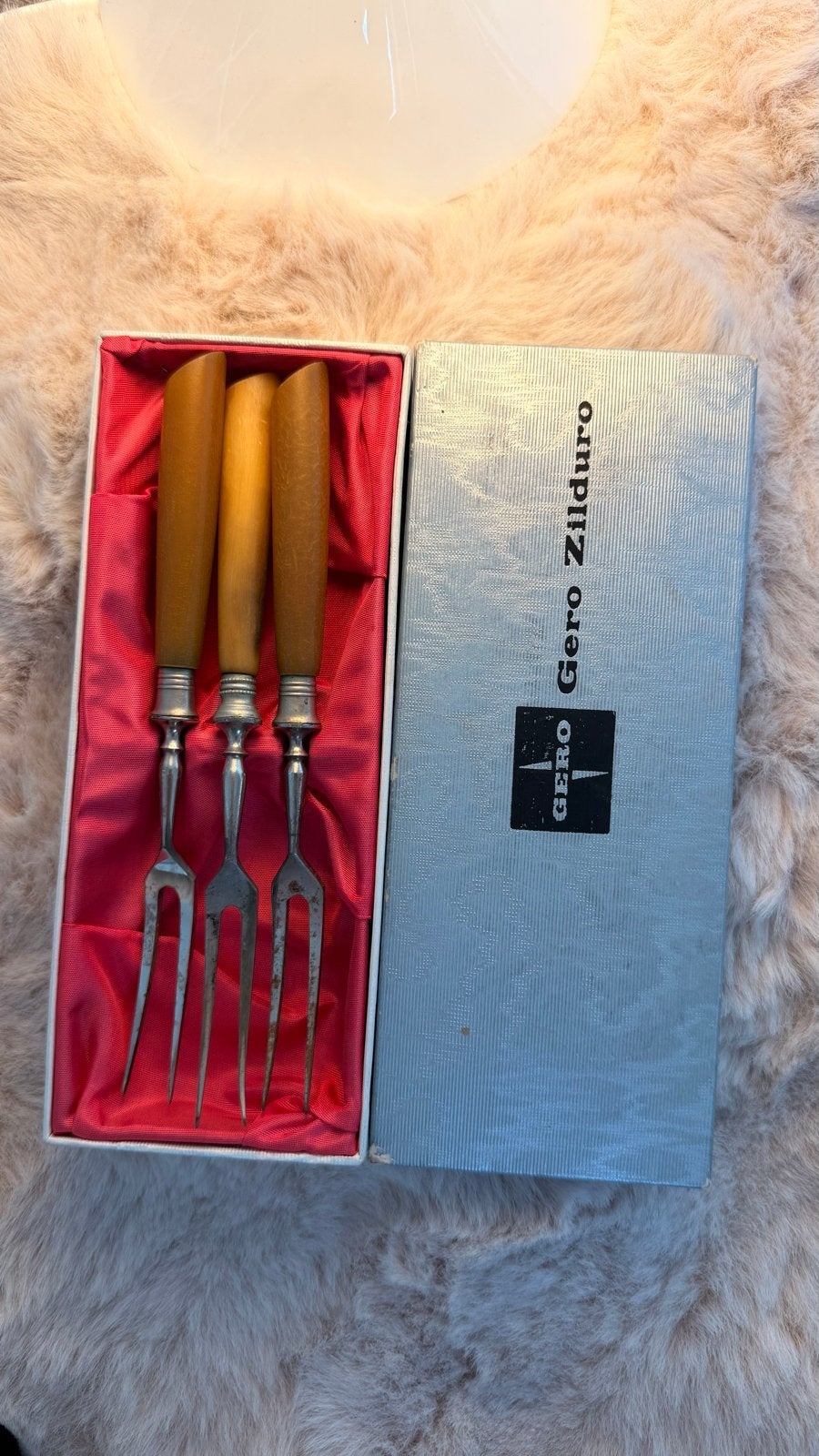 Gero Zilduro Vleesvorkjes Set - Vintage bakeliet, Ophalen of Verzenden