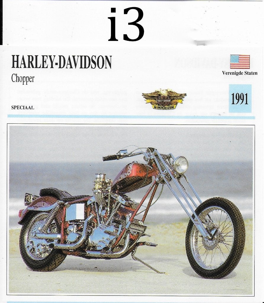 Ma1127 motorkaart ( i3) harley davidson chopper ( 1991 ), Ophalen of Verzenden, Zo goed als nieuw, Auto's