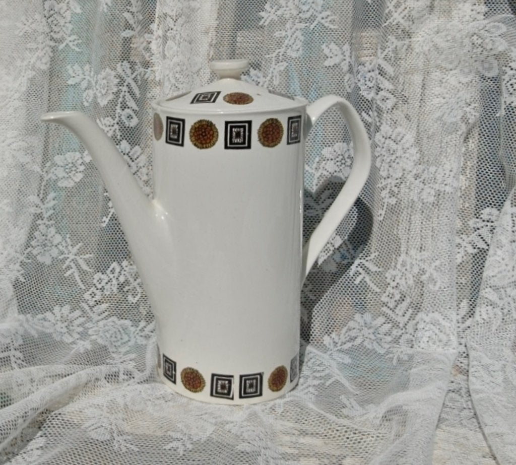 Retro koffiekan / design rand rondjes + vierkanten Engeland, Ophalen of Verzenden