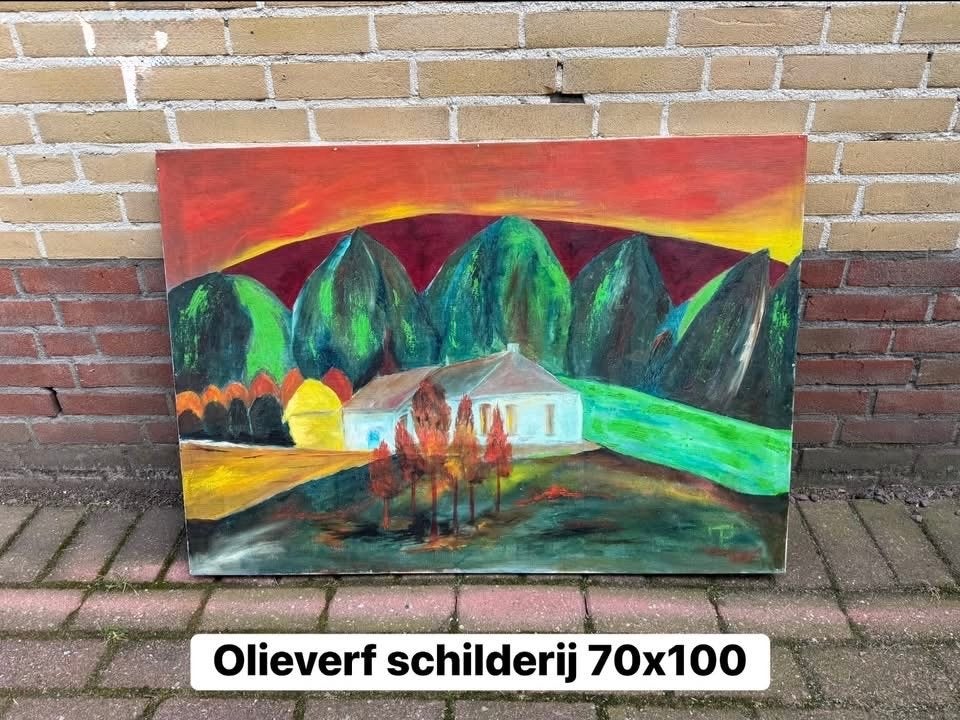 Olieverf schilderij 70x100 - Gratis af te halen, Ophalen, Doek, Expressionistisch, Olieverf