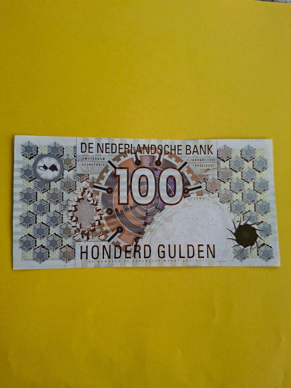 100 gulden Steenuil uit 1992 in AUNC, Postzegels en Munten, Bankbiljetten | Nederland, Ophalen of Verzenden, 100 gulden, Los biljet
