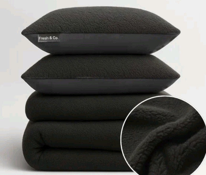 Fresh&Co Teddy Dekbedovertrek Antraciet 140x200/220 incl.slo, Huis en Inrichting, Slaapkamer | Beddengoed, Eenpersoons, Zwart