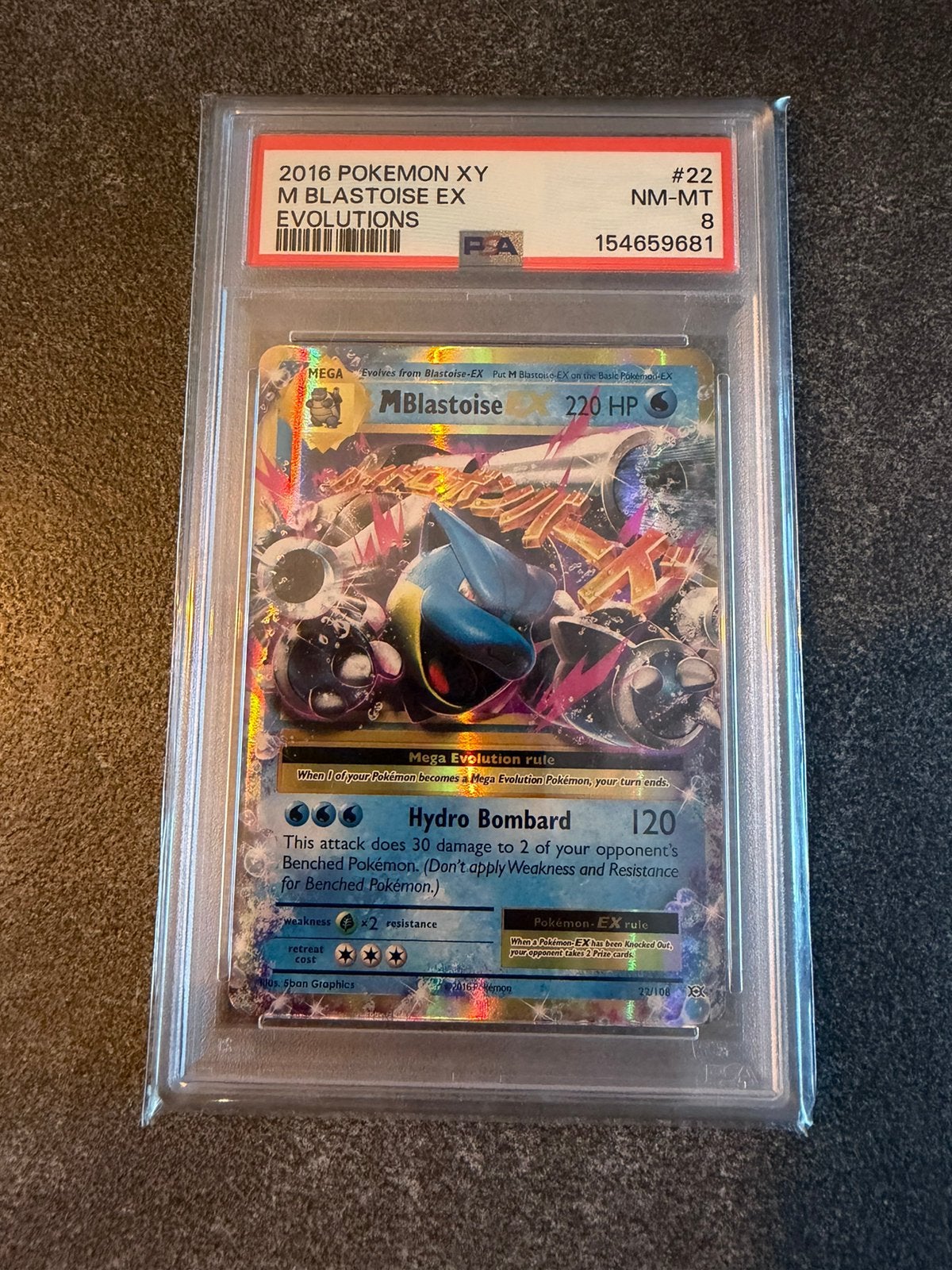 M Blastoise Ex 22 Pokémon Evolutions Graded PSA 8, Ophalen of Verzenden, Zo goed als nieuw