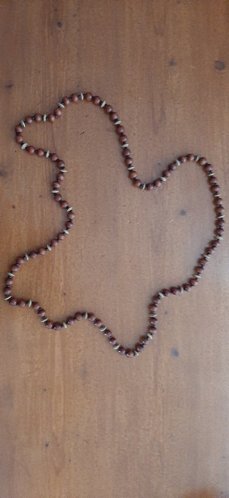 Vintage houten kralen ketting 120 cm, Verzenden, Overige materialen, Ketting