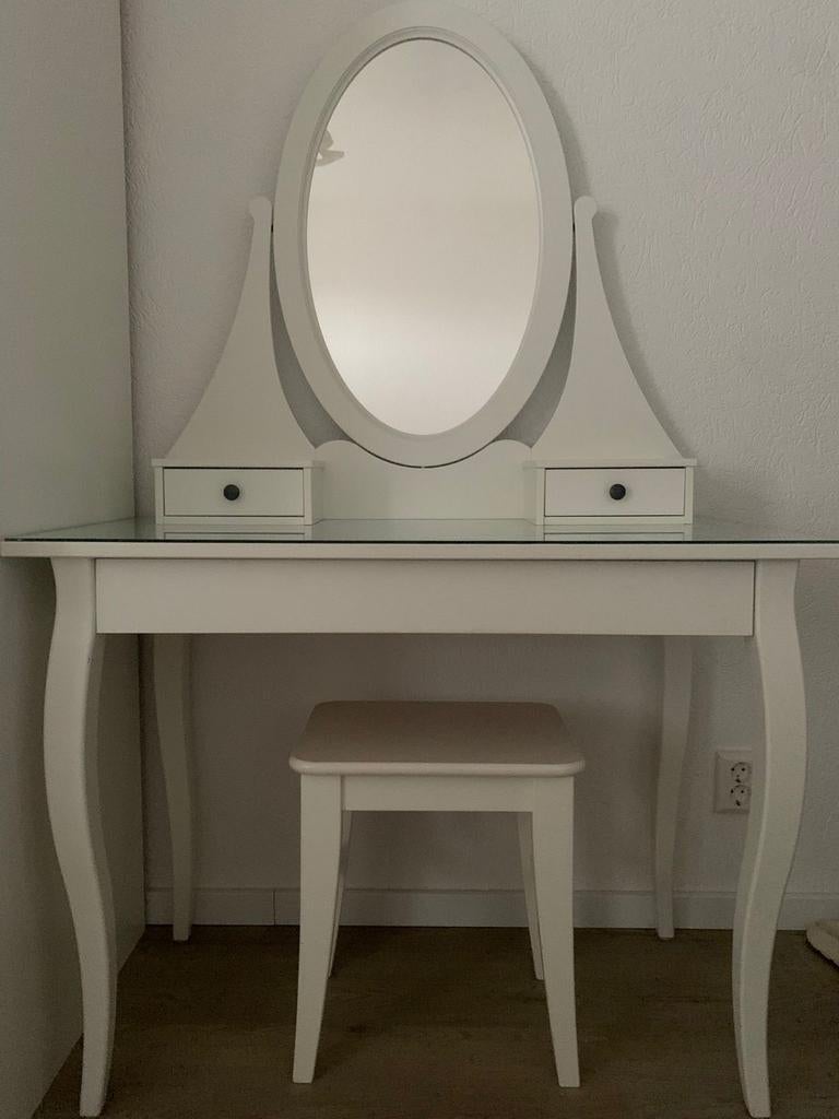 Make-up tafel met spiegel + stoel, Ophalen, Zo goed als nieuw, 50 tot 100 cm, Minder dan 100 cm