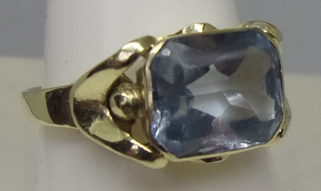 Antieke gouden Art Nouveau ring met Aquamarijn, Verzenden, Goud, Ring, Met edelsteen