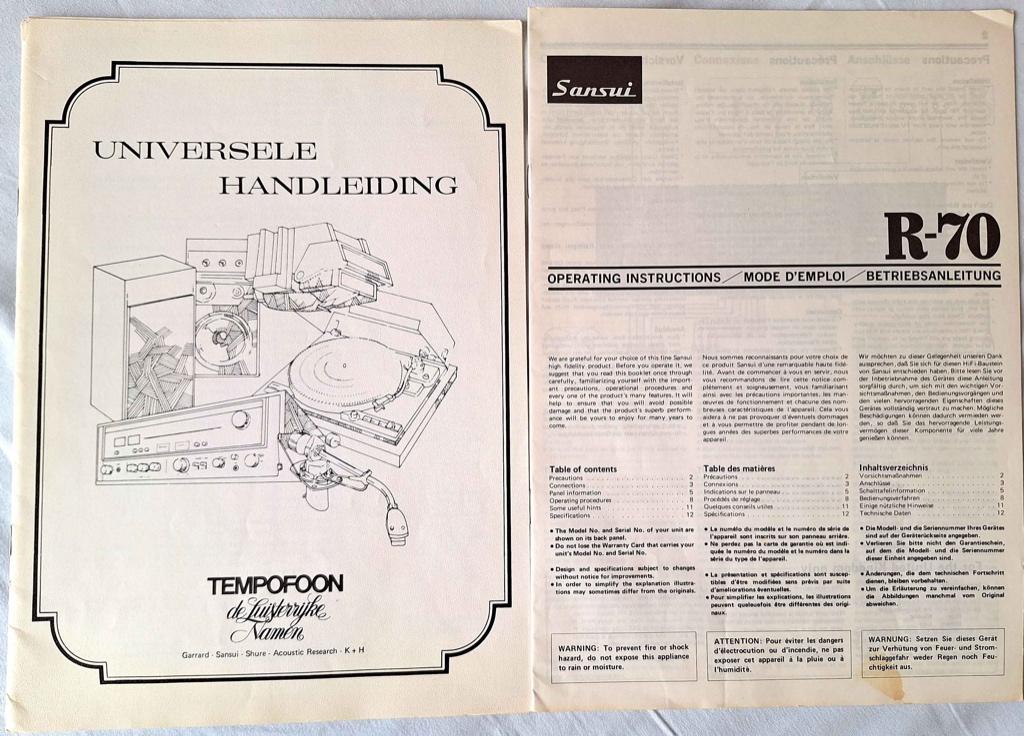 Handleiding Sansui R70, Ophalen of Verzenden, Gebruikt
