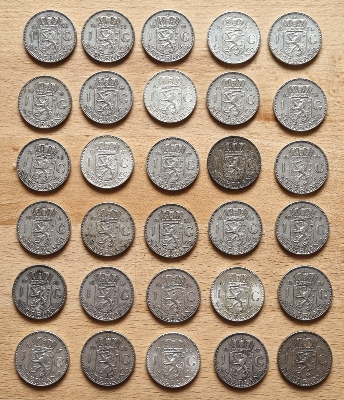 30 Zilveren Juliana guldens., 1 gulden, Koningin Juliana, Setje, Zilver