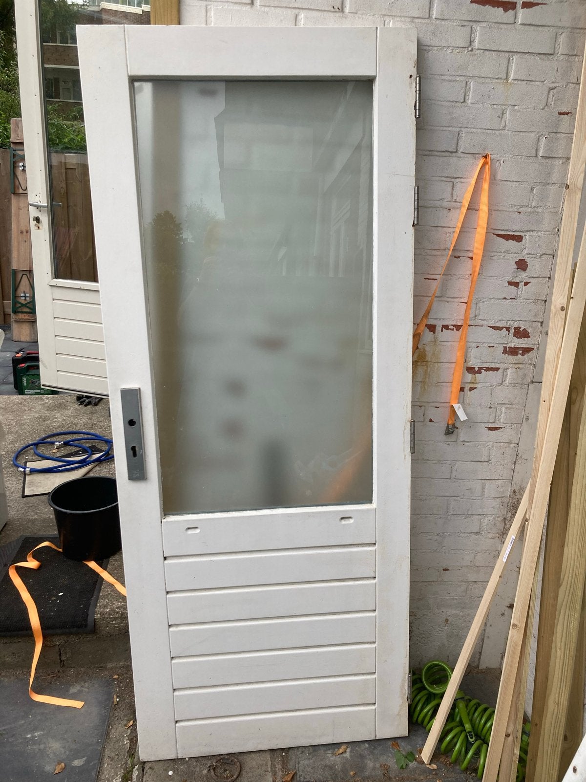 Witte buitendeur, 82x201,5 cm, Doe-het-zelf en Verbouw, Deuren en Horren, Ophalen, Gebruikt, 80 tot 100 cm, Buitendeur