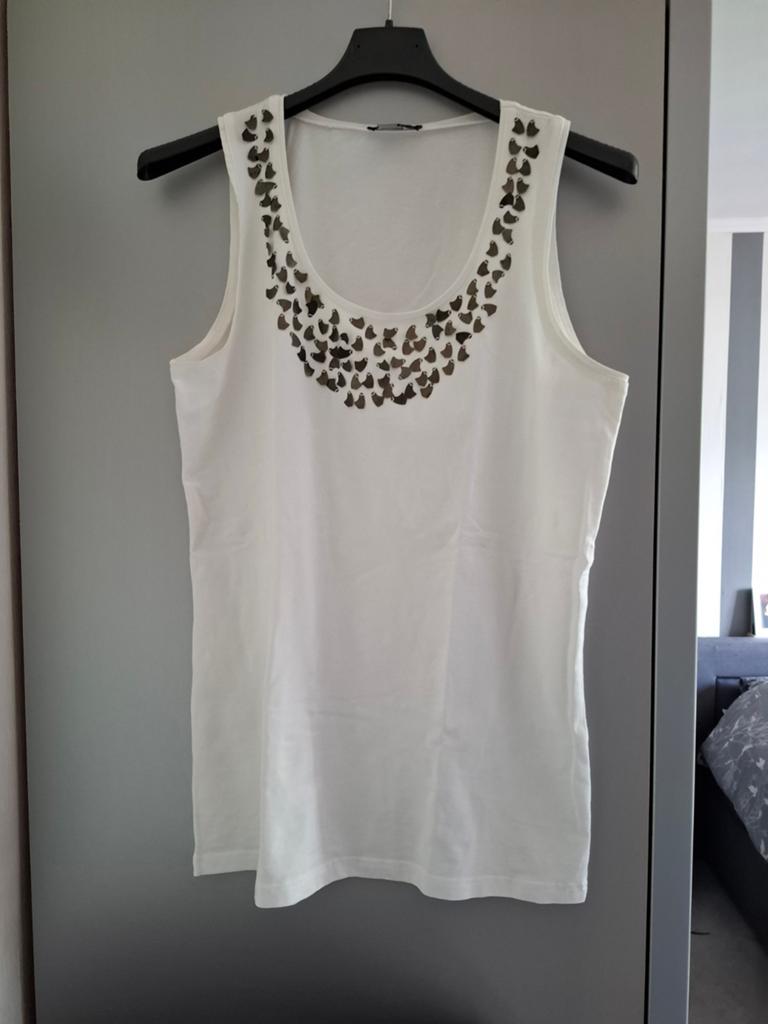 Bandolera Witte Top met Decoratieve Applicaties, Maat 38/40 (M), Wit, Ophalen of Verzenden, Zo goed als nieuw