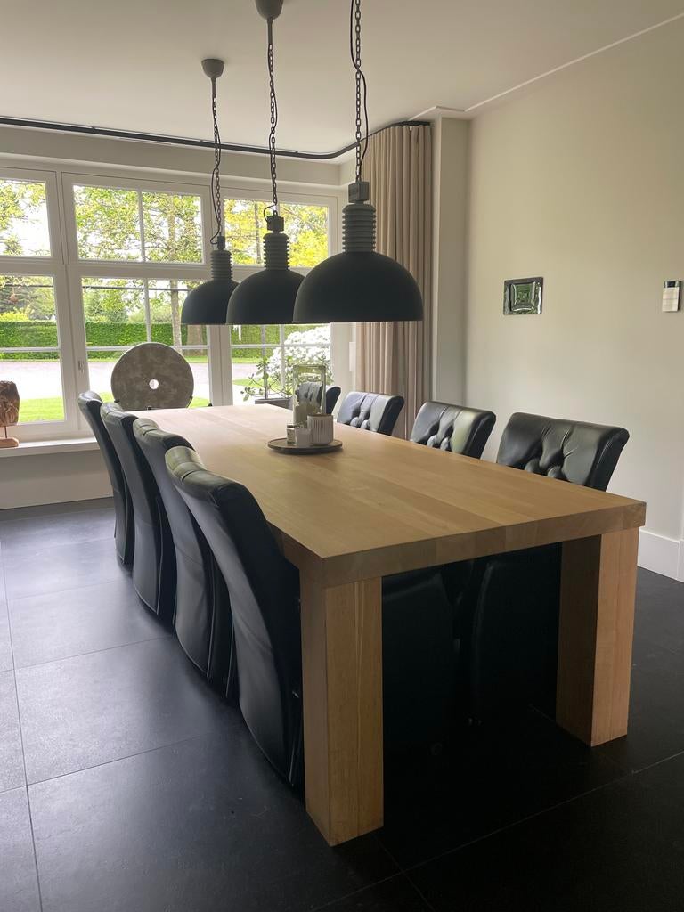 Mooie eikenhouten eettafel, Ophalen, 100 tot 150 cm, Eikenhout, 200 cm of meer