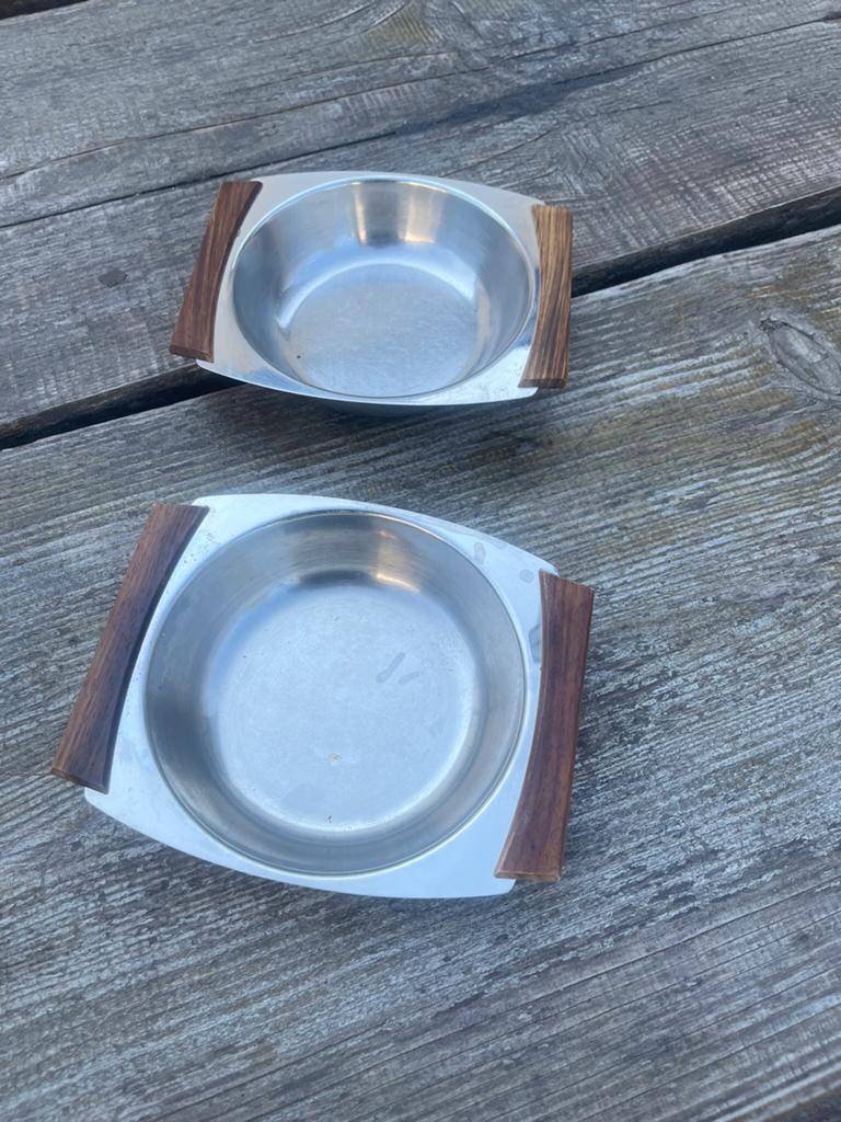 Bakjes rvs teak jaren 60-70 vintage retro samen 4,50, Ophalen of Verzenden