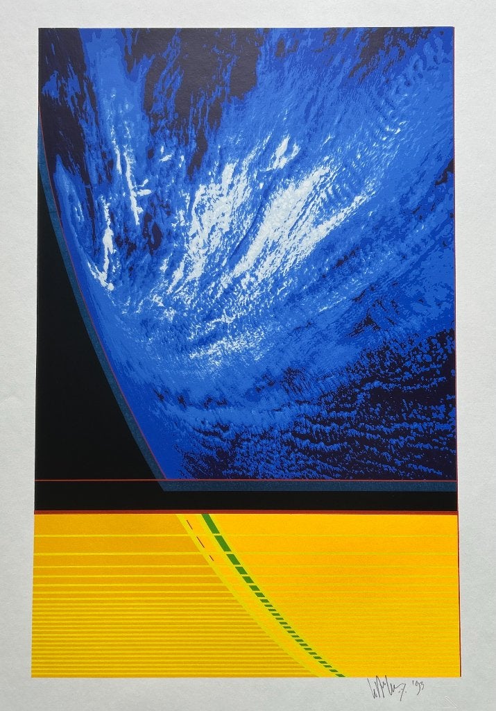 Zeefdruk Wout van der Vet - Away from earth, Gesigneerd, Verzenden, Zeefdruk