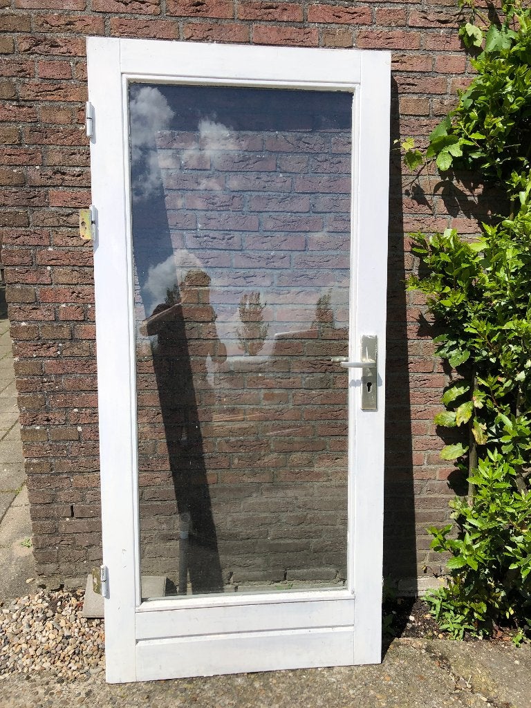 |hardhouten buitendeur| schuurdeur| dubbelglas| 203x93|, Ophalen, Gebruikt, 80 tot 100 cm, Buitendeur