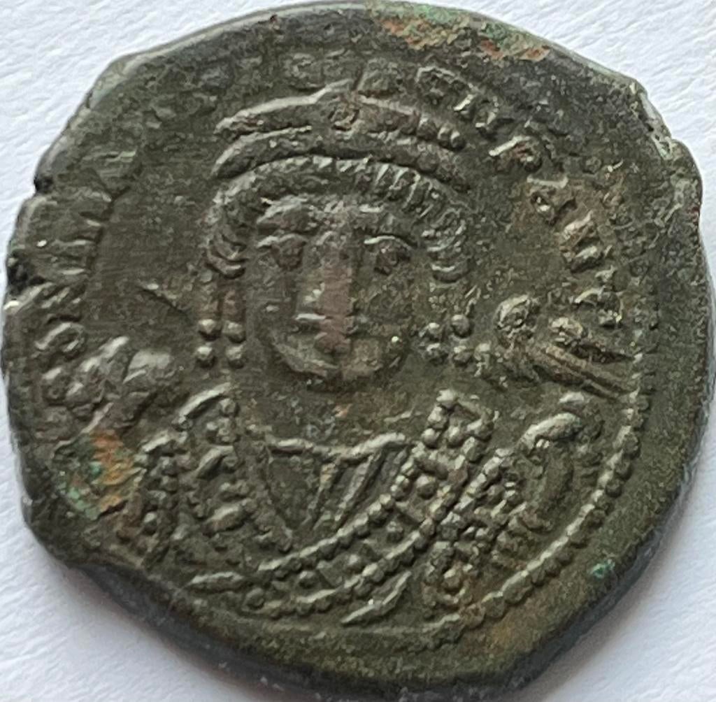 Byzantijnse Rijk mooie follis Maurice Tiberius, Ophalen of Verzenden, Overige landen, Losse munt