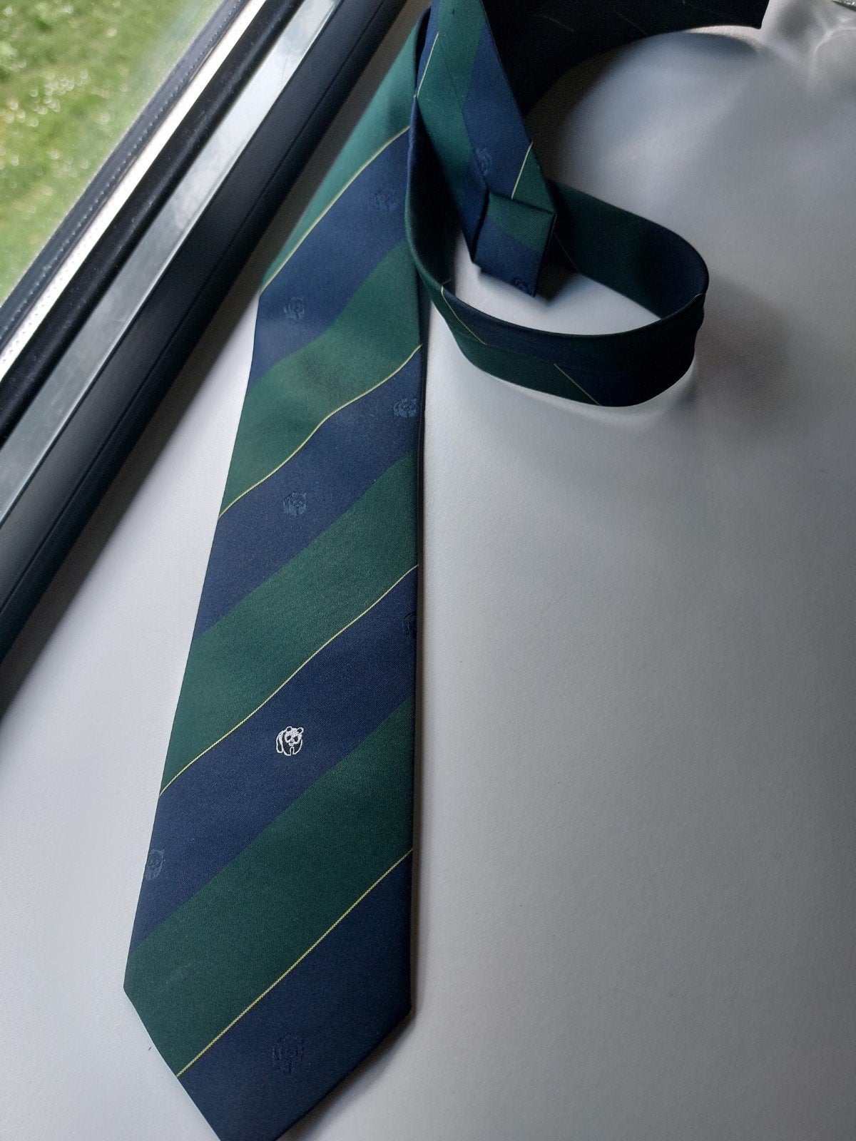 WWF Panda Line stropdas - Groen/Blauw met patroon, Ophalen of Verzenden, Zo goed als nieuw, Panda Line, Met patroon