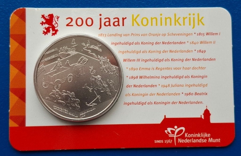 Aankondigingspenning 200 Jaar Koninkrijk in coincard - 2013, Postzegels en Munten, Verzenden, Overige materialen, Nederland