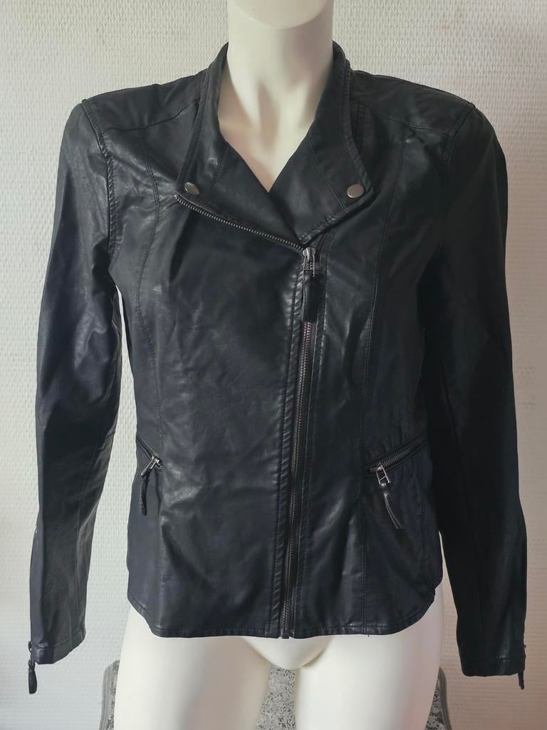 Soyaconcept dames Zwart Imitatie Leren Bikerjack - Maat 38, Kleding | Dames, Jassen | Zomer, Zo goed als nieuw, Maat 38/40 (M)