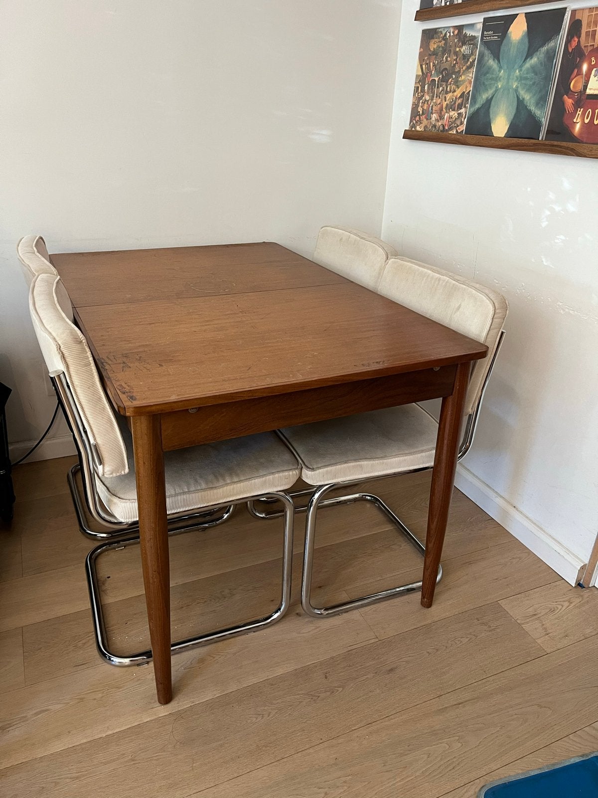 Uitschuifbare eettafel hout 80x120/160cm, Huis en Inrichting, Ophalen, Gebruikt, 100 tot 150 cm, 50 tot 100 cm