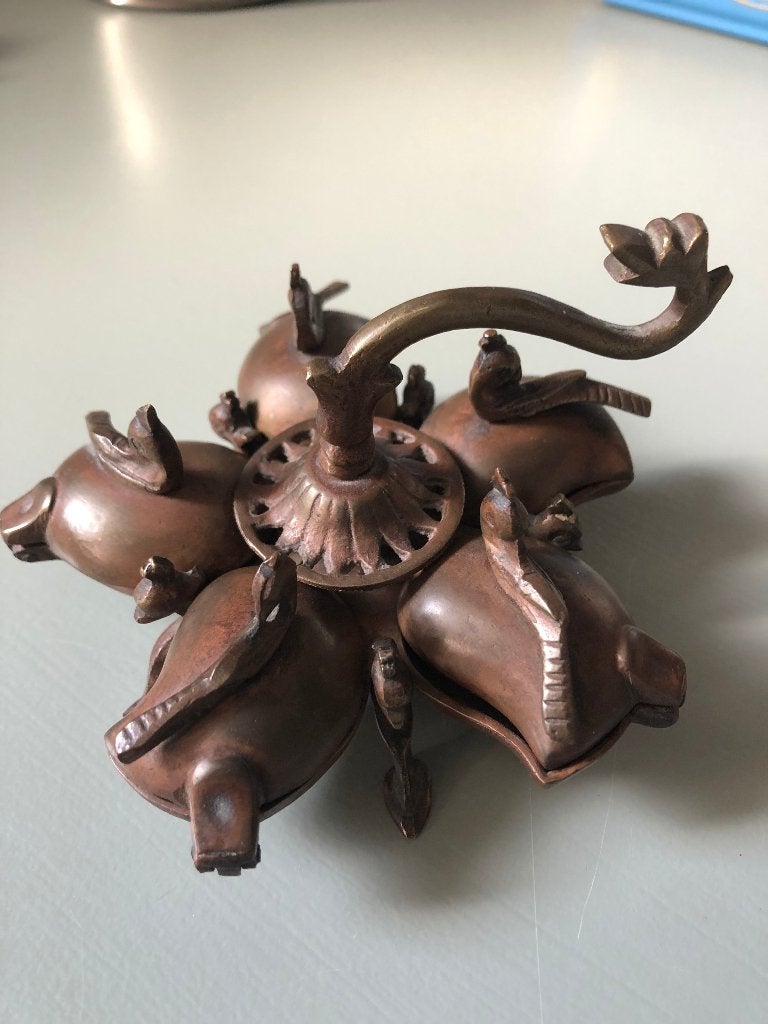 Indiase antieke koperen of bronzen chopda, Ophalen of Verzenden