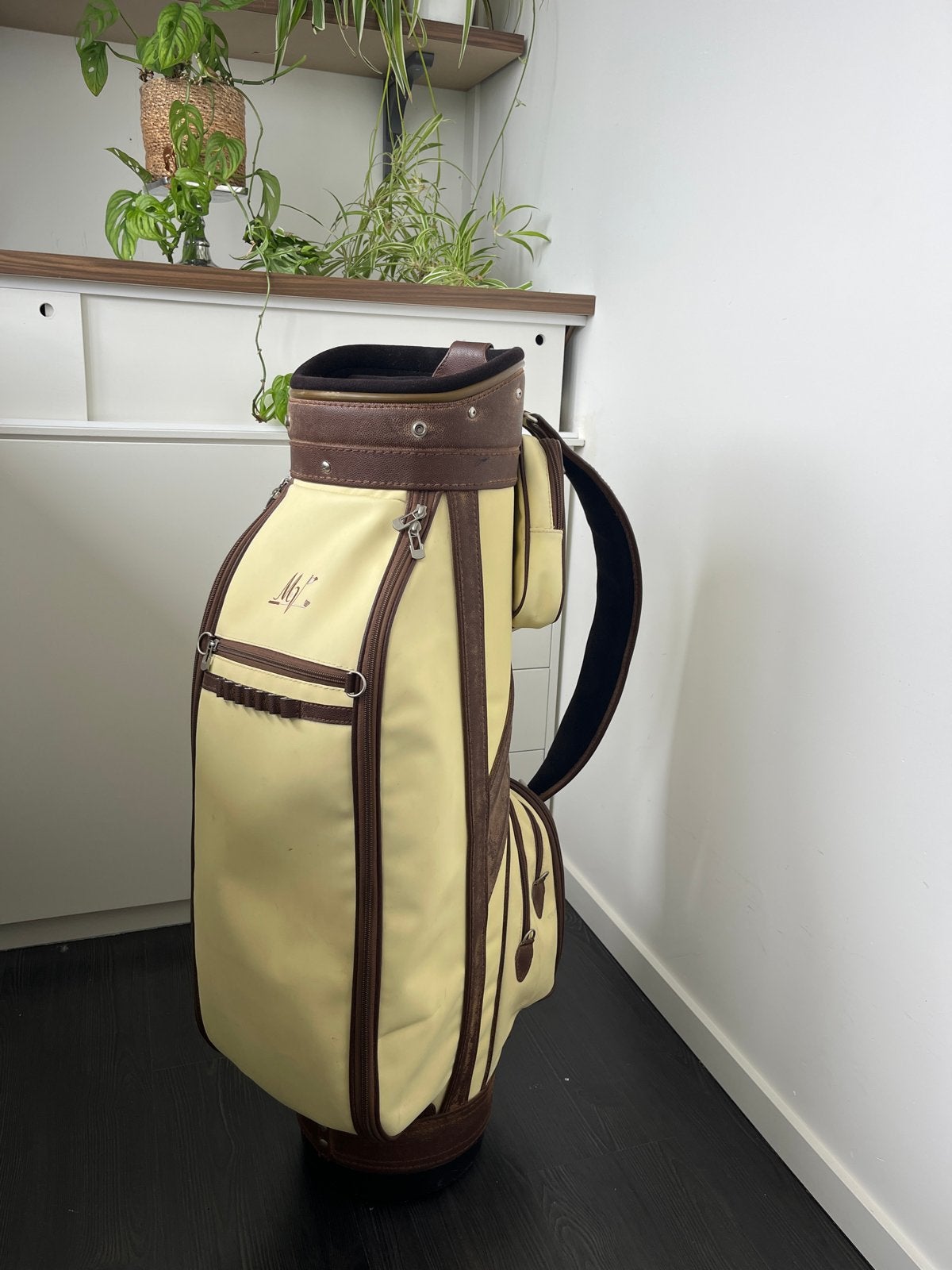 Vintage Golf Tas - Crème en Bruin met Accessoires, Ophalen, Gebruikt, Tas, Overige merken