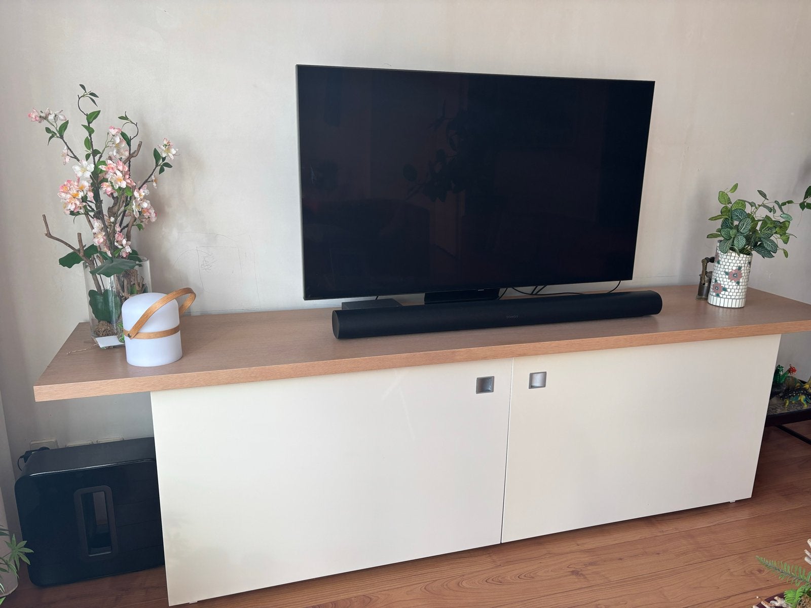 Modern TV meubel met schuifdeuren - 260x55x76 cm, Ophalen, Gebruikt, 200 cm of meer, Minder dan 100 cm