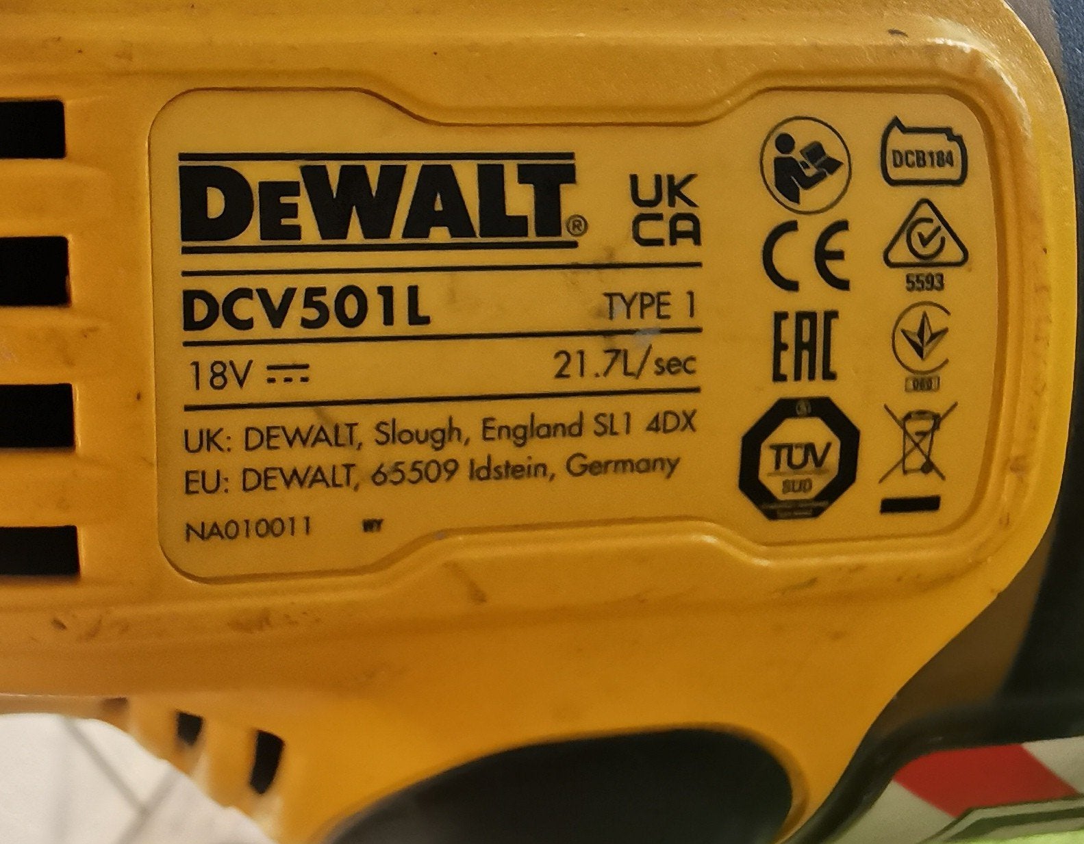 DeWalt DCV501L-stofzuiger, Ophalen of Verzenden, Gebruikt