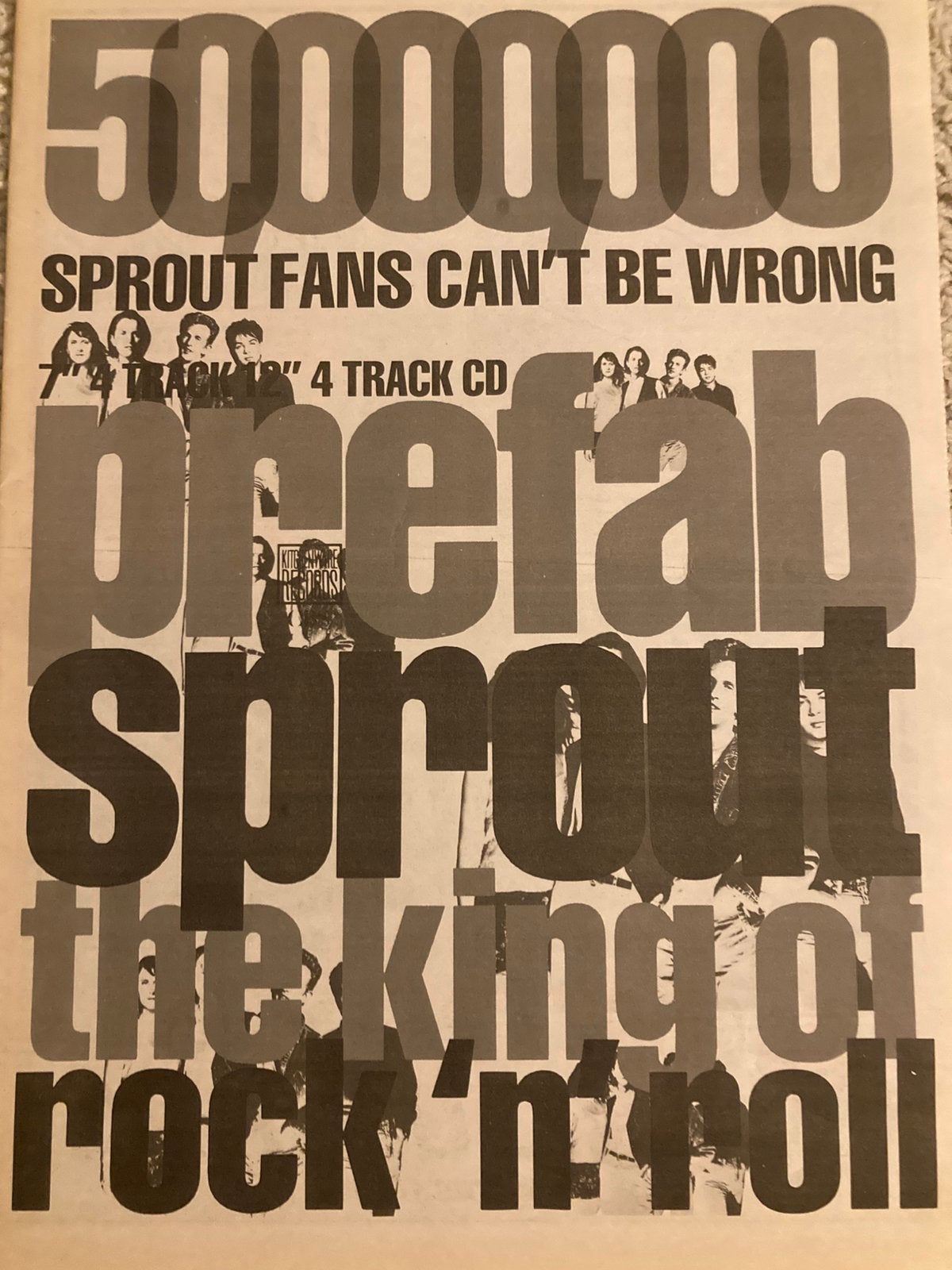 PREFAB SPROUT King Of Rock n Roll release A3 advertentie, Ophalen of Verzenden, Zo goed als nieuw