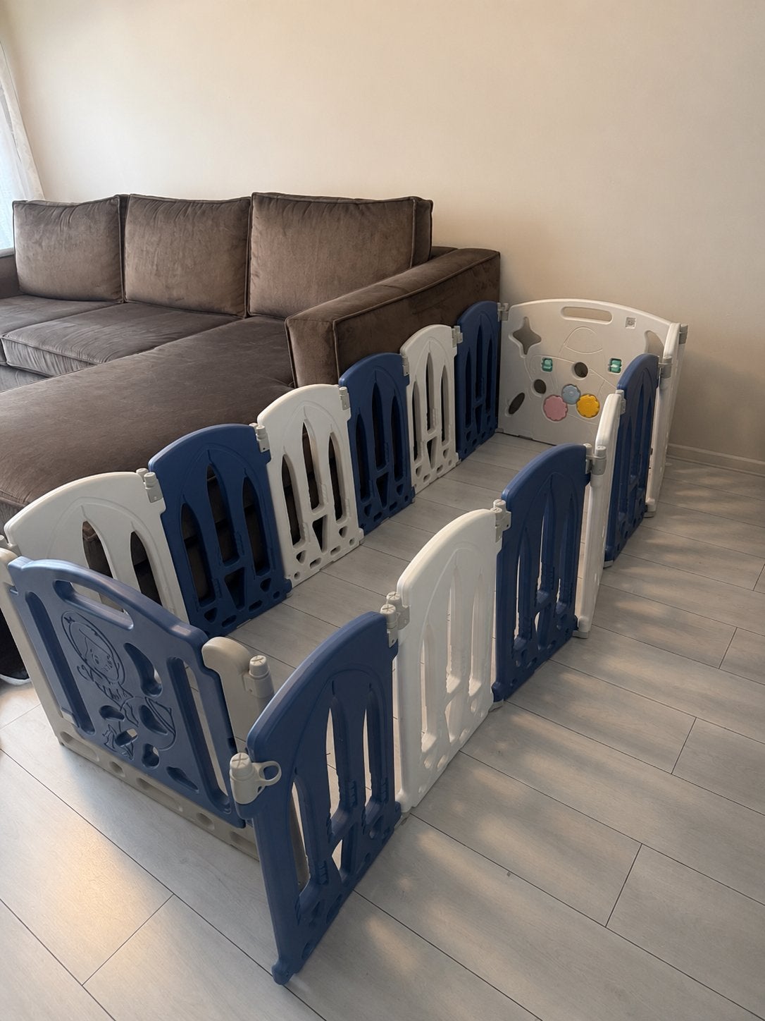 Grondbox / Baby Playpen - Blauw/Wit, Kinderen en Baby's, Ophalen, Zo goed als nieuw, Rechthoekig