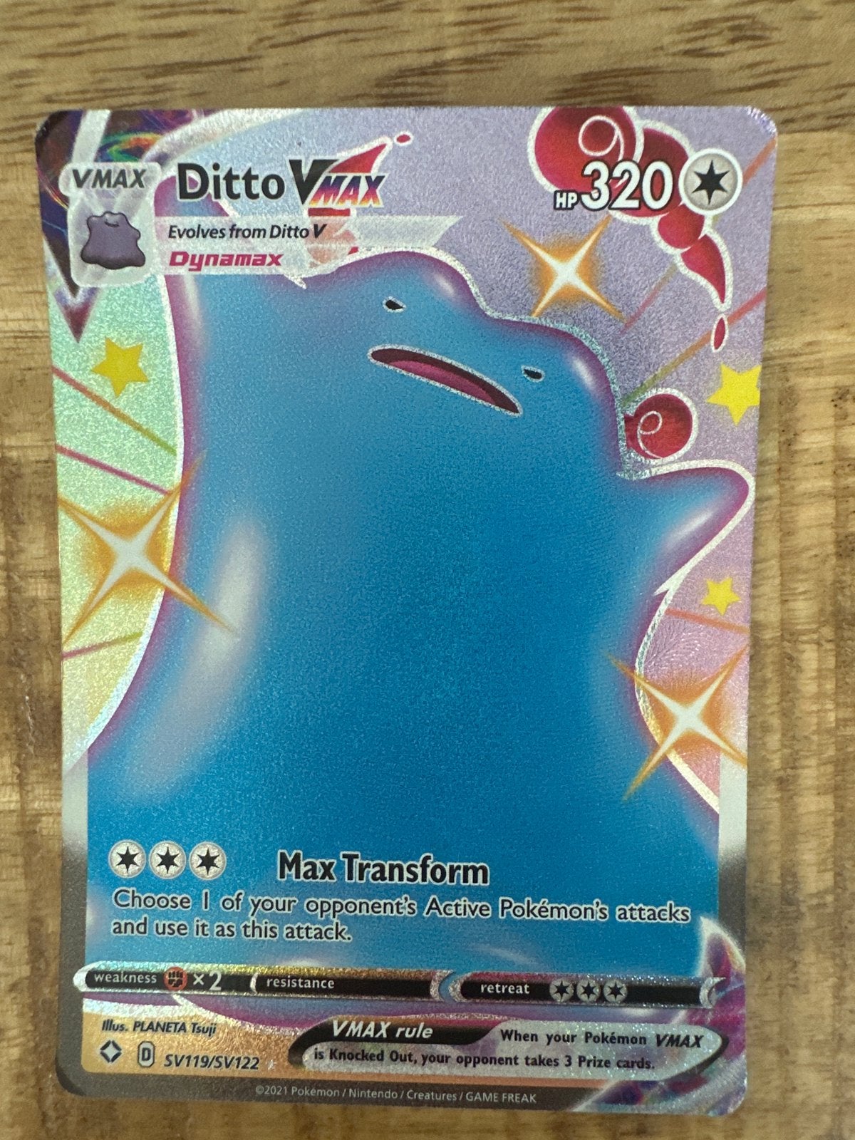 Pokémon Kaart: Ditto VMAX SV119/SV122 Shiny Vault, Ophalen of Verzenden, Zo goed als nieuw, Losse kaart, Foil