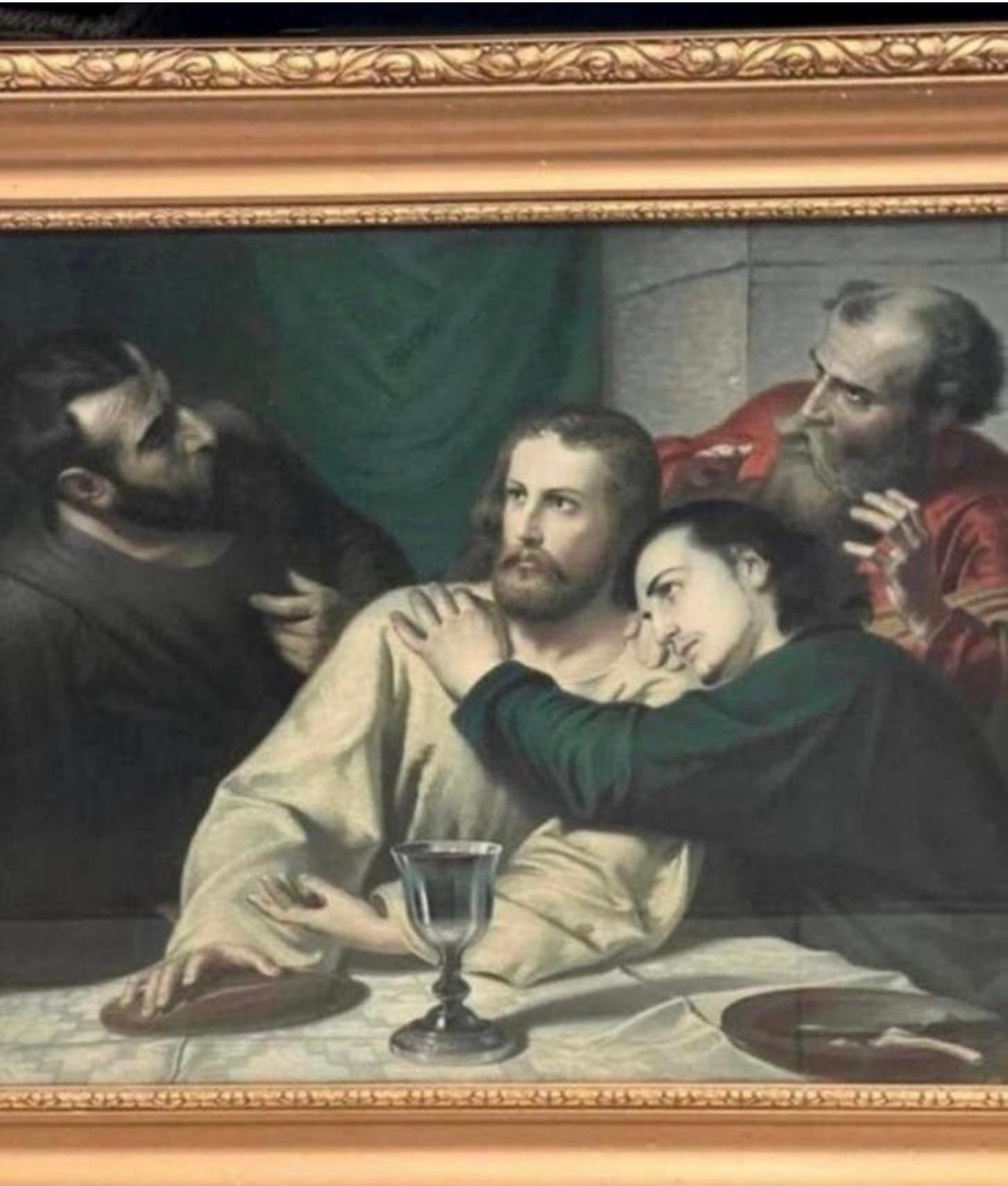 Antieke prent in kader met glas, Antiek en Kunst, Ophalen of Verzenden