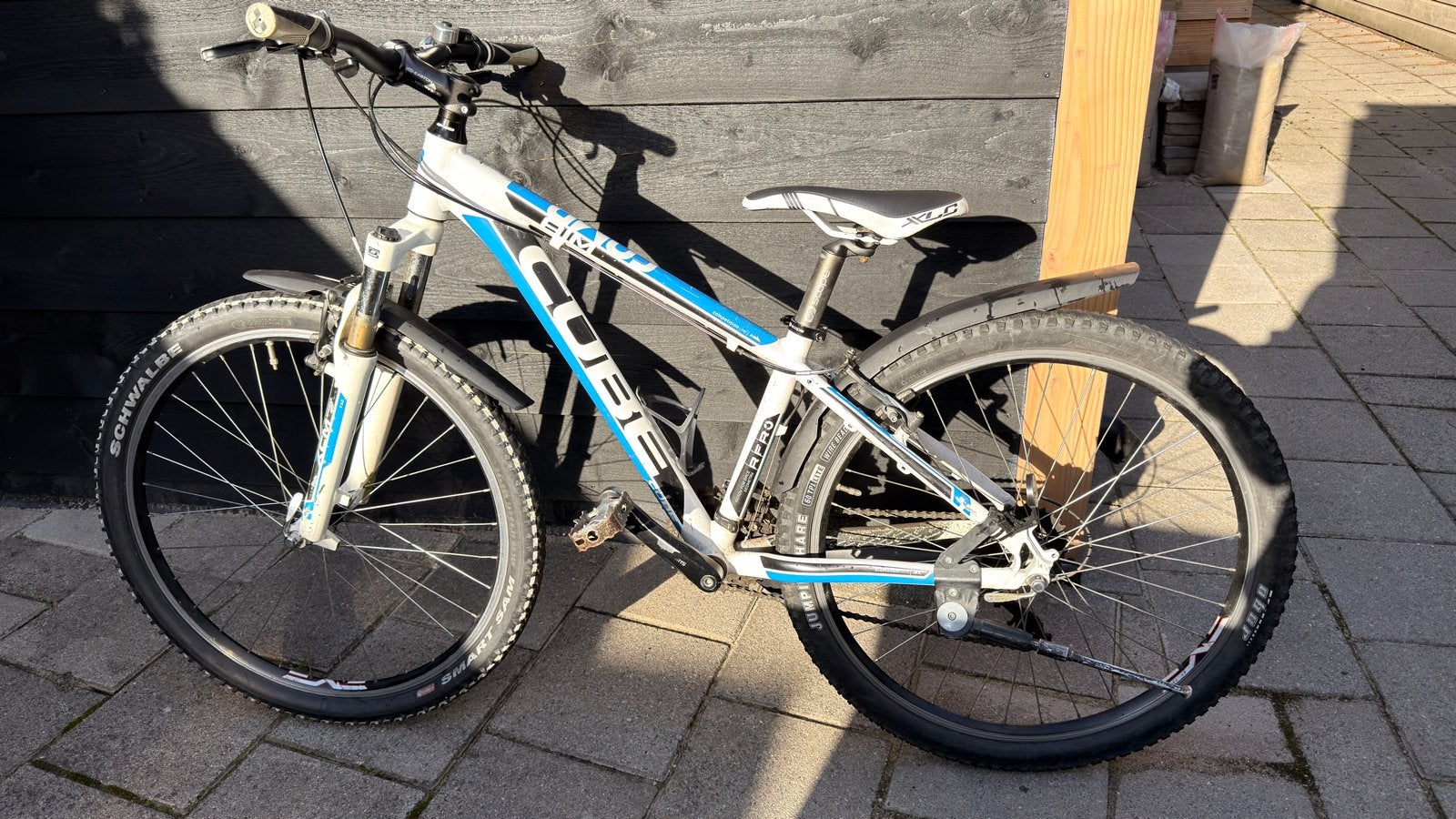 Cube mountainbike 26 inch, wit/blauw, met versnellingen, Overige merken, Gebruikt, Hardtail, 45 tot 49 cm