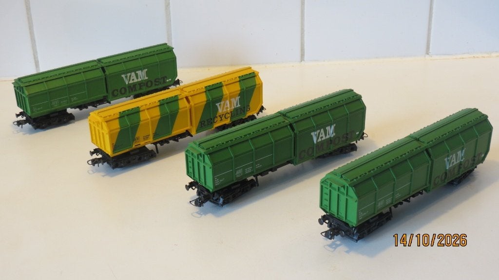 4 X Roco VAM afvalwagens H0 (313-316), Gelijkstroom, Wagon, Ophalen of Verzenden, Roco