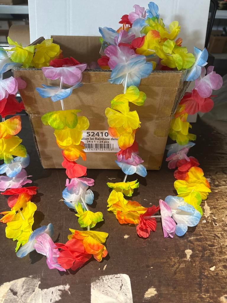 Hawaï Slingers Regenboog Deluxe - 24 Stuks, Ophalen of Verzenden, Nieuw, Versiering, Overige