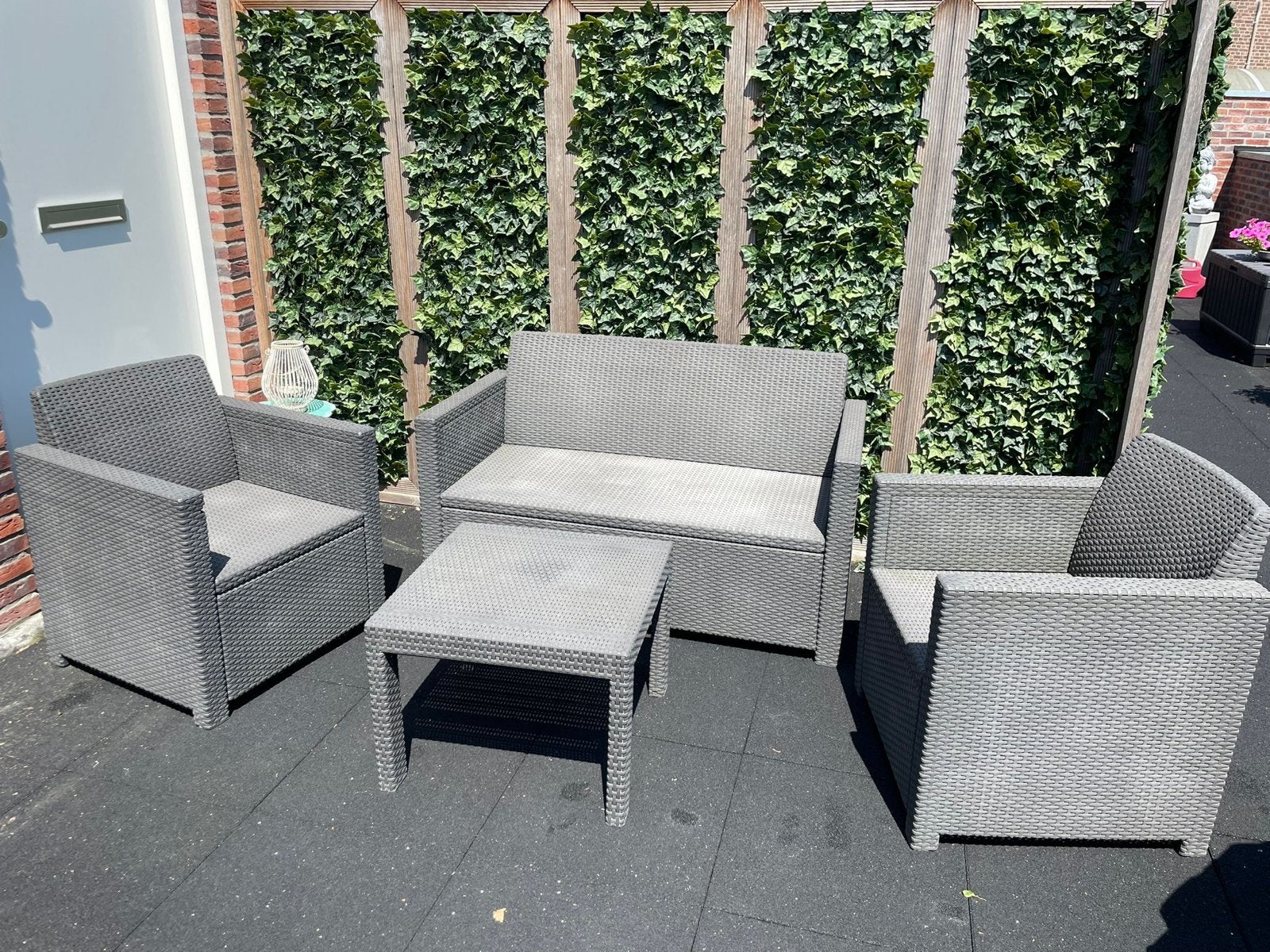 Allibert Alabama loungeset / tuinset - grafietgrijs, Tuin en Terras, Ophalen, 4 zitplaatsen, Kunststof, Gebruikt