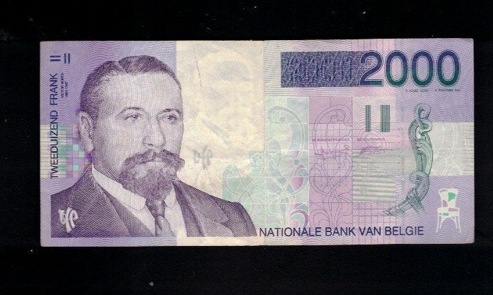 Bankbiljet België 2000 Frank - Victor Horta - 3, Postzegels en Munten, Ophalen of Verzenden, Los biljet