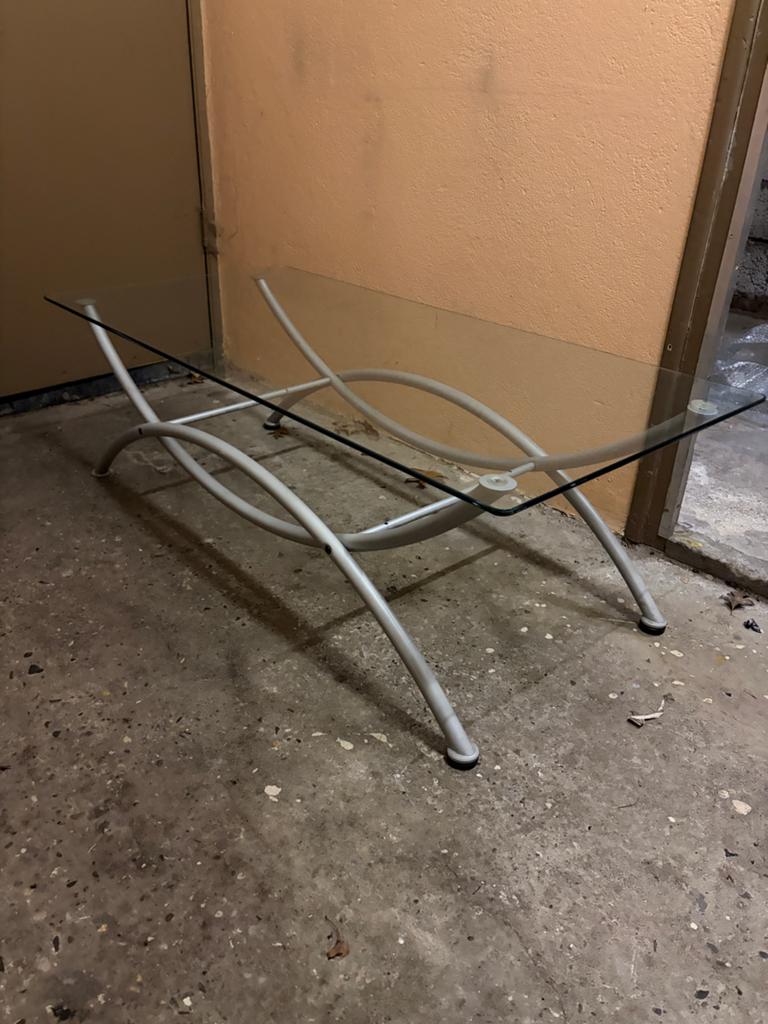 Glazen design salon tafel, Ophalen, 100 tot 150 cm, 50 tot 100 cm, Zo goed als nieuw