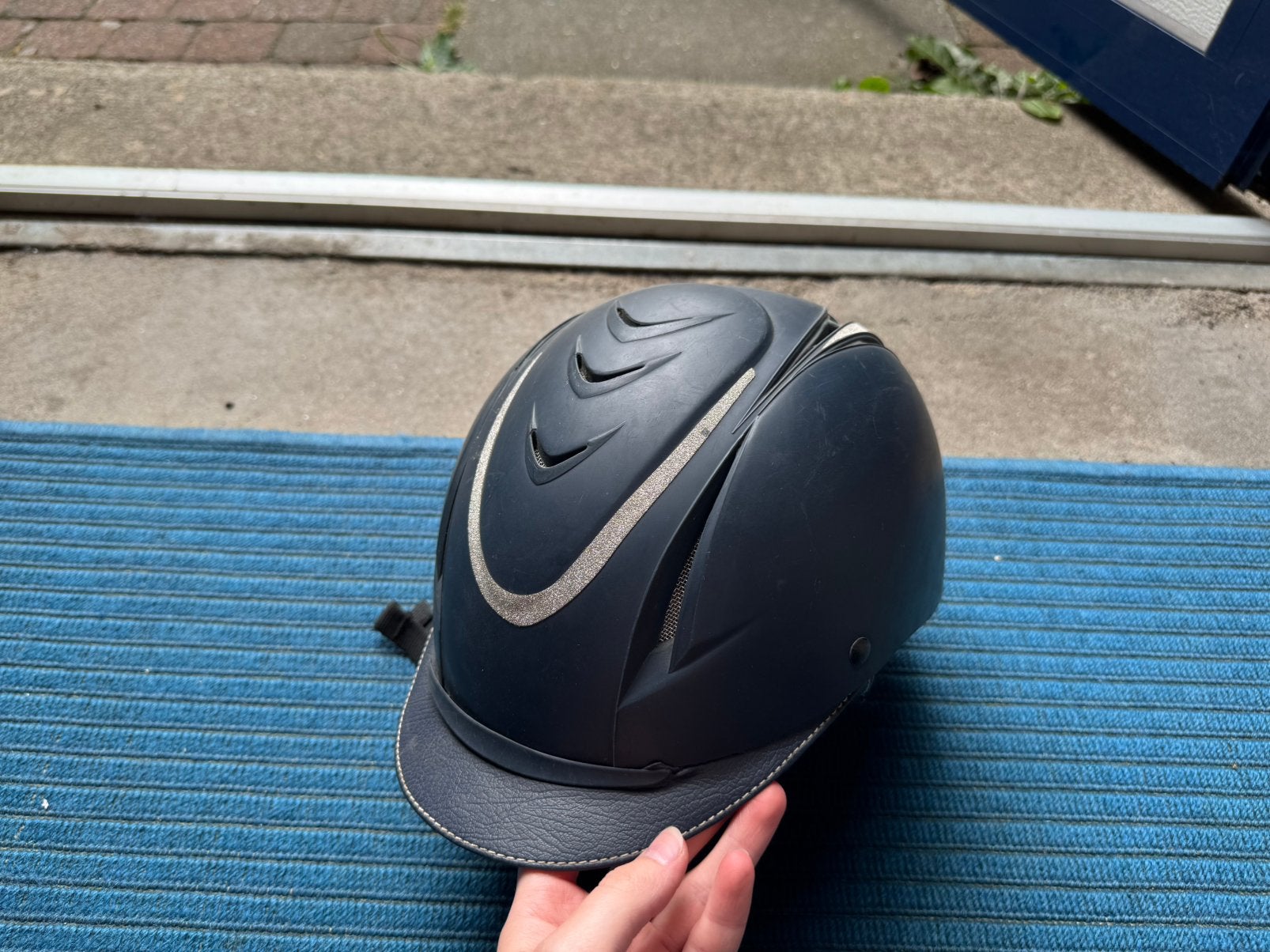 Cap, Dieren en Toebehoren, Paardrijkleding, Blauw, Gebruikt, Kinderen, Ophalen of Verzenden