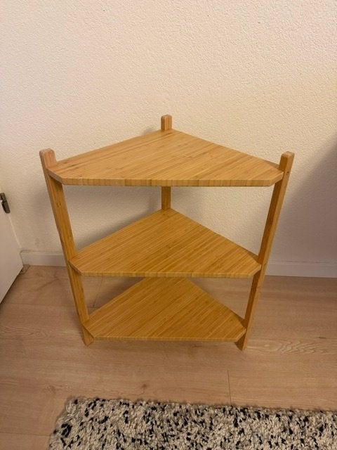 RÅGRUND Wash-basin/corner shelf, bamboo, Ophalen, Zo goed als nieuw