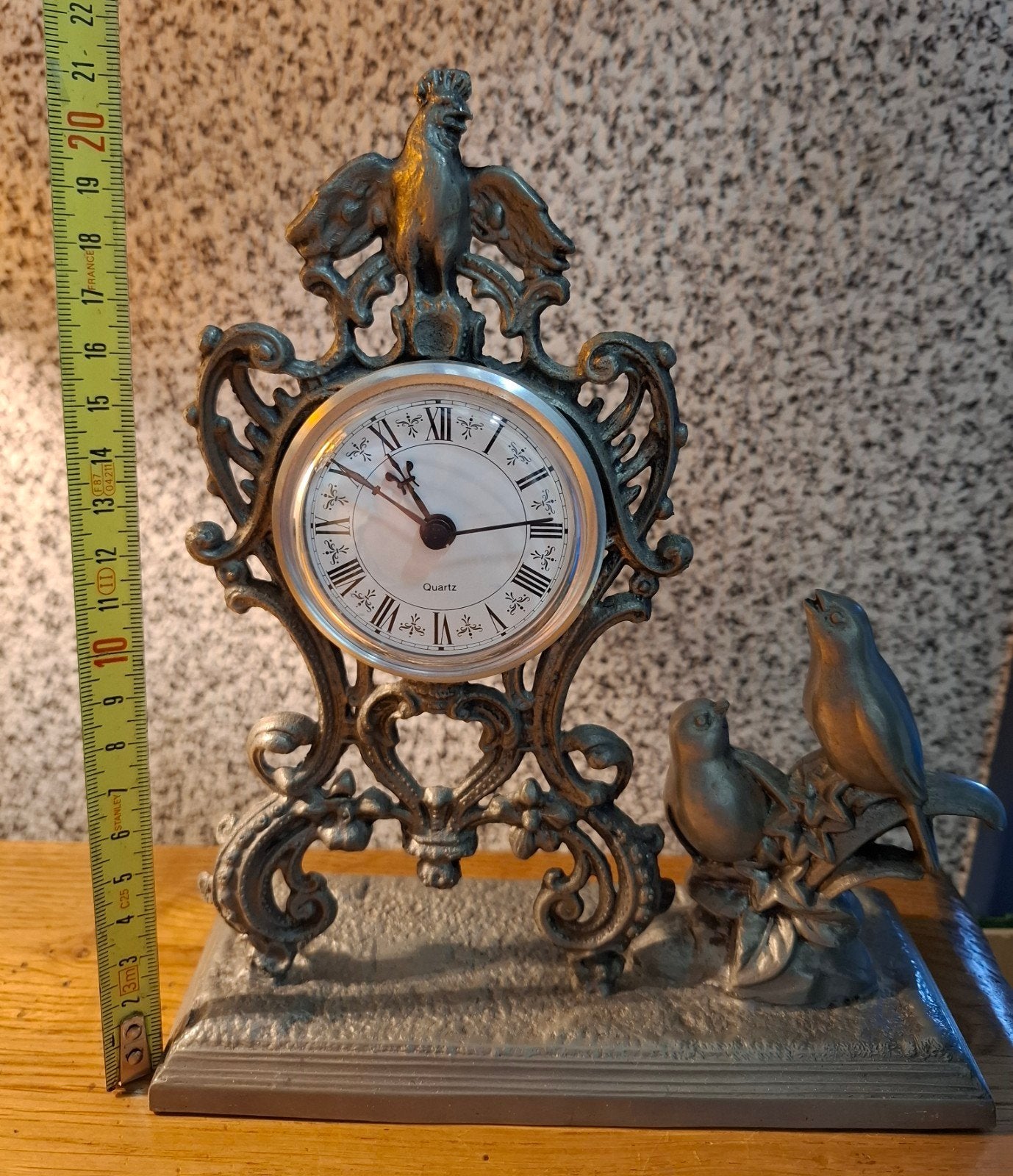 Antieke tafelklok met vogels - Kwarts uurwerk, Ophalen of Verzenden