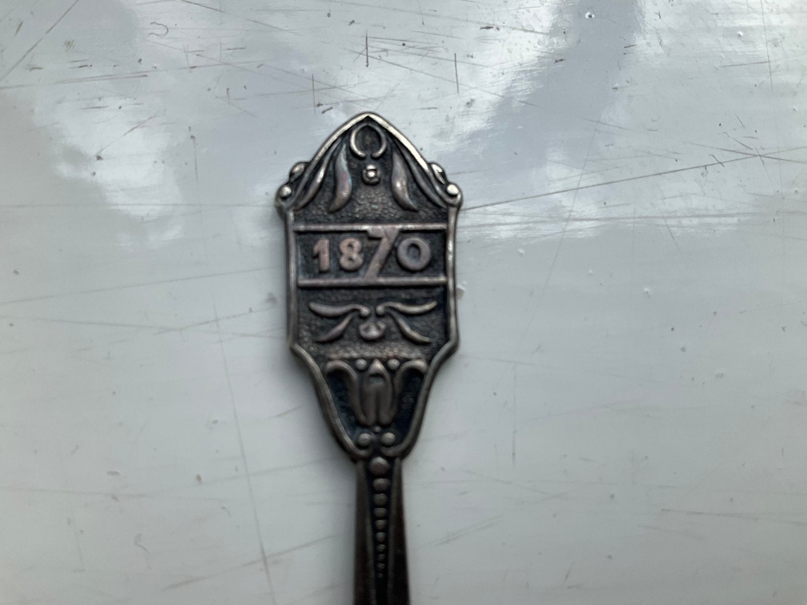 Antiek lepeltje met vroege Jugendstil symbolen, Ophalen of Verzenden