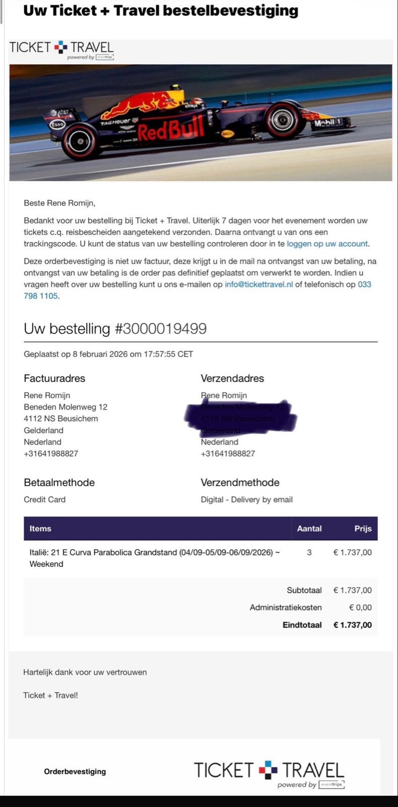 3 tickets - zitplaatsen, 3 dagen Monza Formule 1, Tickets en Kaartjes, Drie personen of meer, September