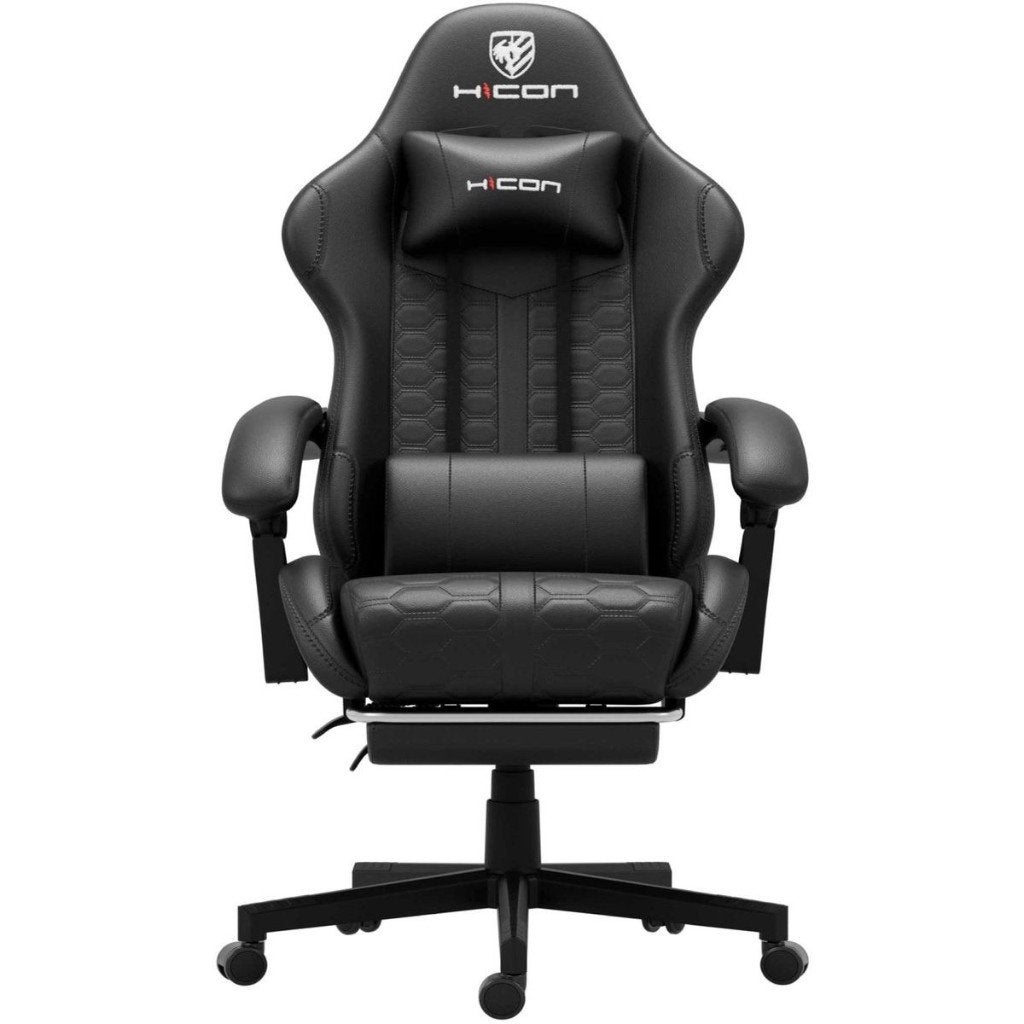 Gamestoel met voetsteun-Ergonomische–Verstelbaar-Zwart, Ophalen, Gaming bureaustoel, Zwart, Zo goed als nieuw