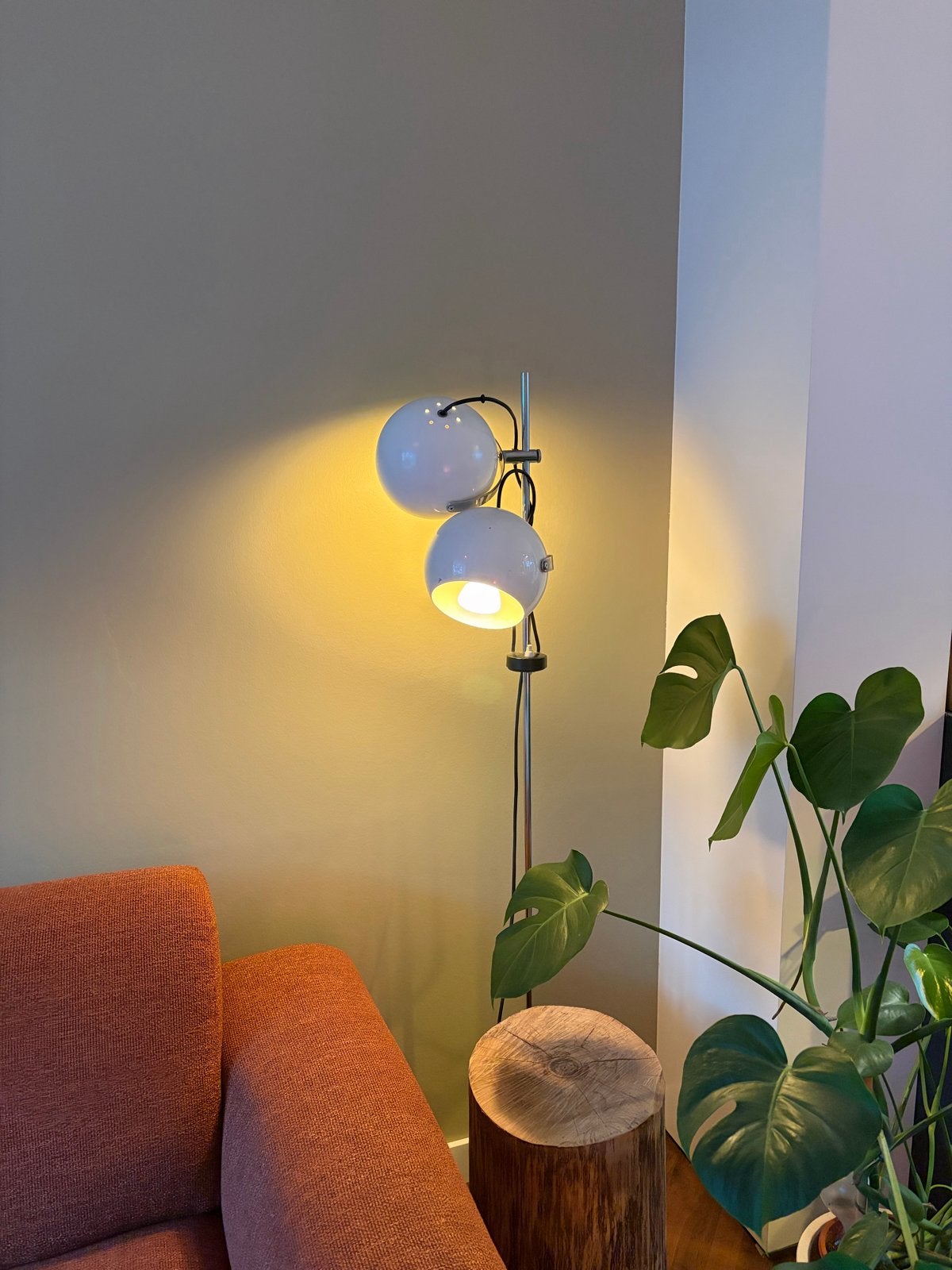 Vintage Staande Lamp - Chroom met Witte Bollen, Ophalen