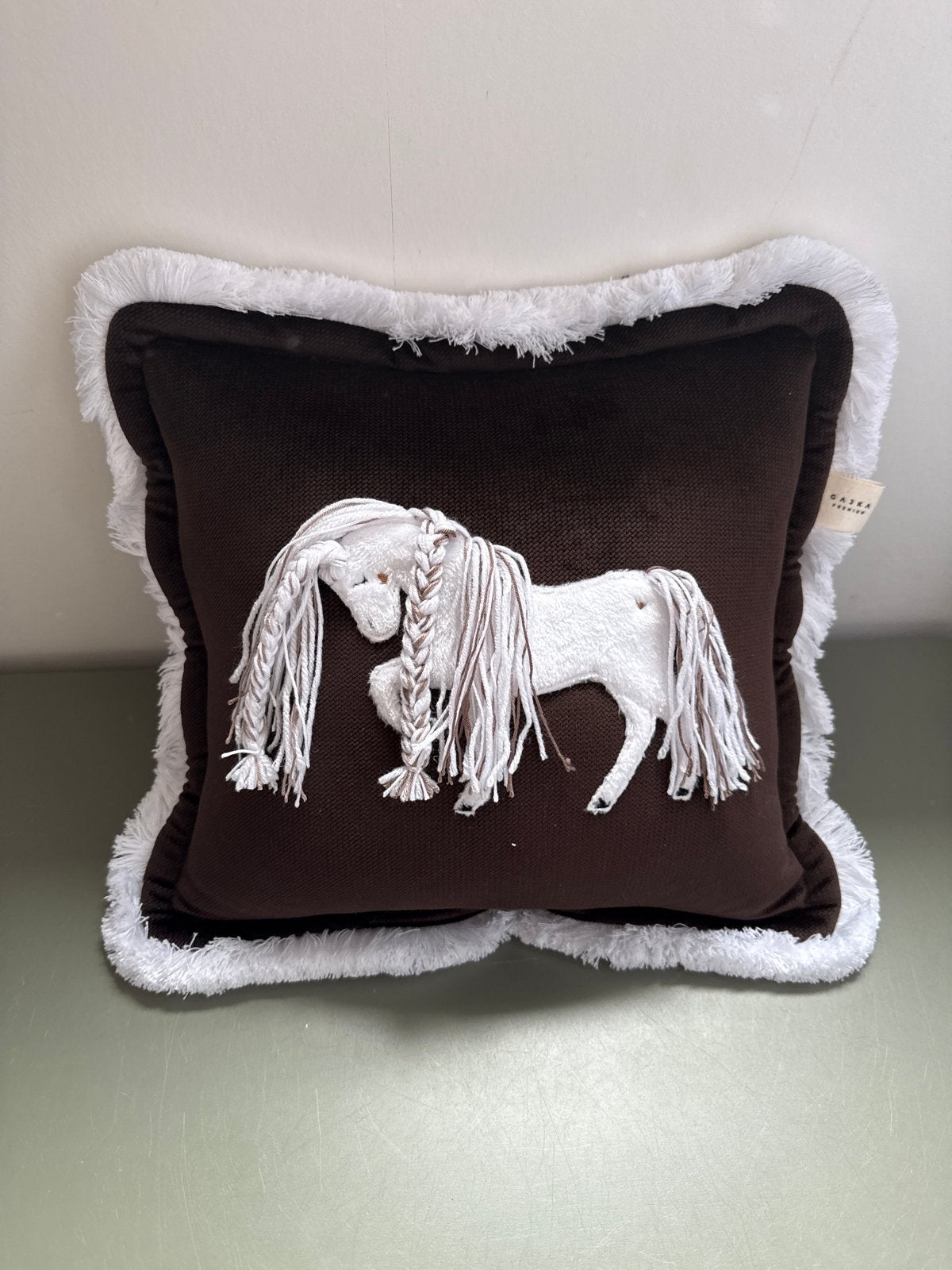 Gajka Sierkussen met Paard - Bruin/Wit, Overige merken, Bruin, Vierkant, Ophalen of Verzenden