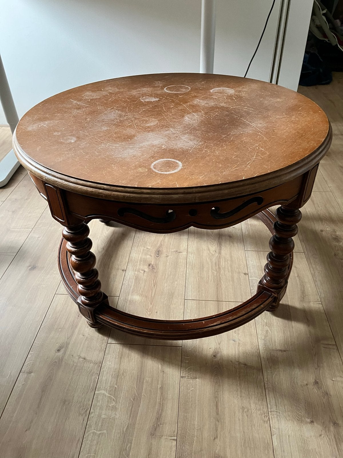 Ronde bijzettafel van hout - 75cm diameter, Ophalen, Gebruikt, Rond, 50 tot 100 cm
