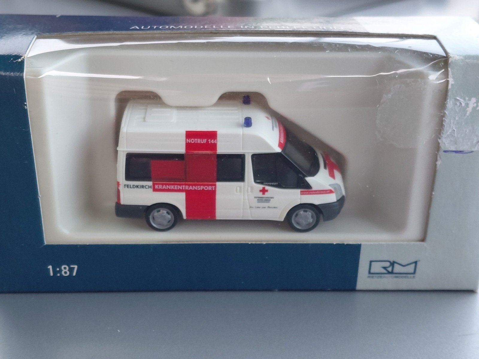 Rietze Ford Transit Krankentransport Feldkirch modelauto, Ophalen of Verzenden, Nieuw, Auto, Rietze
