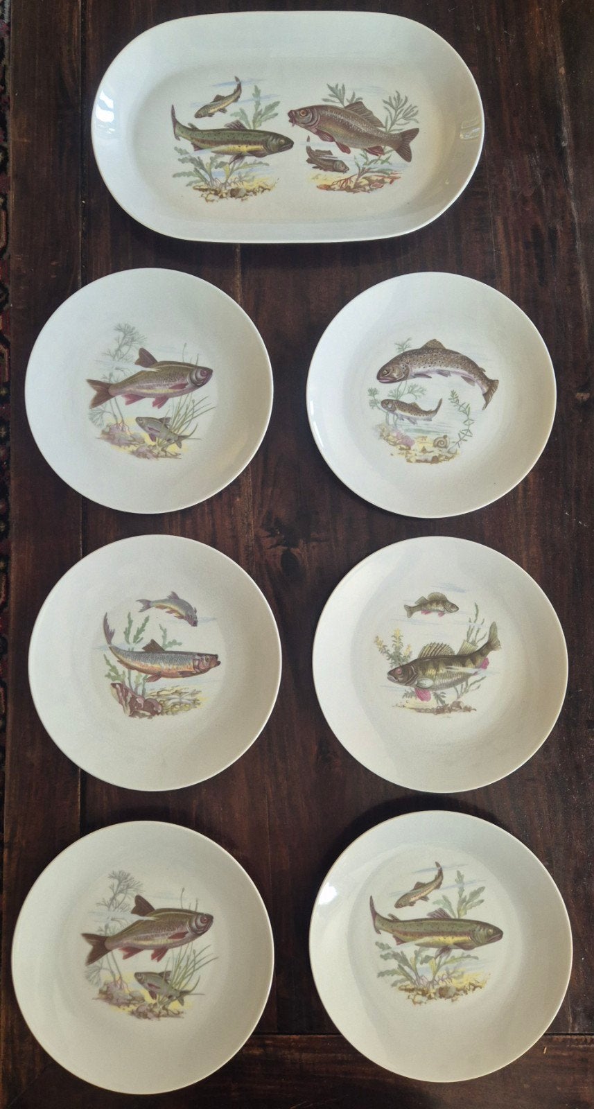 Vintage Visservies Kahla Porzellan - Made in GDR, Ophalen of Verzenden