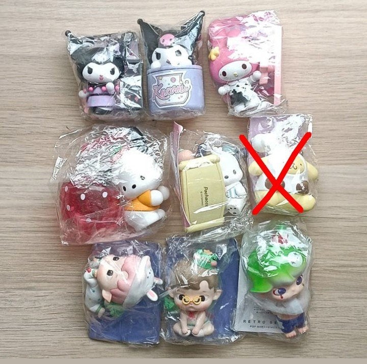 Popmart & miniso blindbox figuren dimoo, sanrio, hacipupu, Ophalen of Verzenden