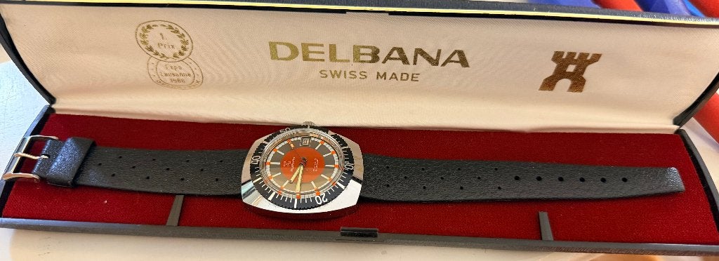 Delbana duikhorloge uit de jaren 70, Overige merken, Overige materialen, Verzenden, Polshorloge